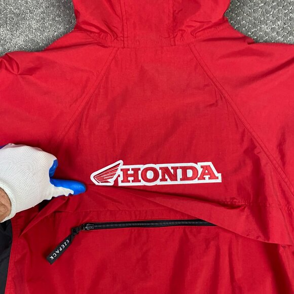 Honda Red Riders Club Anorak Windbreaker Jacket Men's Medium EZEM  System Hooded - Picture 7 of 16